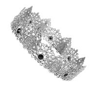 NIYANGLE Couronne de Roi Rétro en Métal Antique Pierres Décoratives, Diadème Médiéval Élégant pour Hommes, Accessoire Costume Royal pour Mariages, Bals et Halloween, Taille Unique