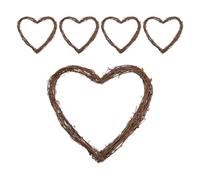 NIYANGLE Couronne de Rotin de Cœur 25 Cm Lot de 5 Couronnes de Mariage Rustiques en Osier Naturelle pour Décoration Murale Porte D’entrée et Saint-Valentin