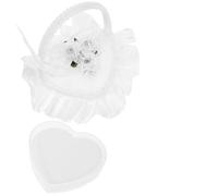 NIYANGLE Coussin pour Alliances Mariage Mini en Dentelle Satinée avec Poignée Boîte à Bague Cœur Légère et Compacte Accessoire Décoratif pour Cérémonie et Fête Porte-Alliances Élégant