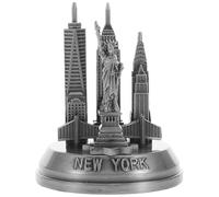 NIYANGLE Décoration de Intérieure Historique Charme Sophistiquée Modèle Bâtiment Métallique New York Argenté Vintage pour Bibliothèque et Amateurs D'architecture