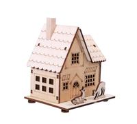 NIYANGLE Décoration Lumineuse de Noël Chalet en Bois Beige Éclairage LED Suspendu, Style Chaleureux et Chic pour Ambiance Festive de Noël