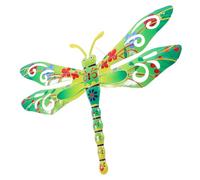 NIYANGLE Décoration Murale Extérieure en Fer Représentant une Libellule Verte, Sculpture Artistique pour Jardin et Patio, Ornement Mural Suspendu, Art du Fer Forgé pour Terrasse et Cour, 1