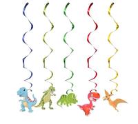 NIYANGLE Décorations d'anniversaire Dinosaures en PVC Ensemble Spirale Suspendue 10 Décorations en Spirale 5 Étiquettes Fournitures de Fête Légères et Résistantes