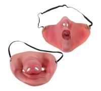 NIYANGLE Demi-masque et Adapté à Toutes les Formes de Visage Confortable en Latex Nez de Cochon Rouge et Lèvres et Poisson D'avril Amusant pour Mascarade