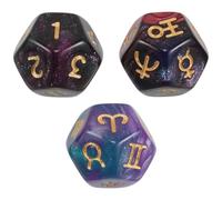 NIYANGLE Dés de Tarot Astrologique 12 Faces 3 Pièces en Résine Design Unique pour Jeux de Société et Apprentissage des Symboles Cosmiques