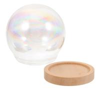 NIYANGLE Dôme de Verre Délicat avec Base Bois Globe Vitré Compact pour Décoration et Présentation Objets Artisanat DIY Élégant pour Bureau et Intérieur