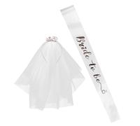 NIYANGLE Écharpe Mariée Rose Doré pour Enterrement de Jeune Fille Voile et Bandeau et Durables Accessoires Chic pour Fête Pré-mariage