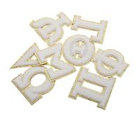NIYANGLE Écusson thermocollant avec lettres grecques blanches - Avec décorations dorées - Tissu doux - Pour vêtements, jeans, sacs et vestes - Pour bricolage et réparation