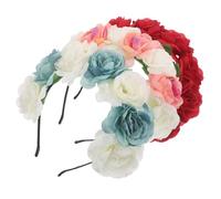 NIYANGLE Ensemble 3 Serrage-Têtes Fleuris Multicolores pour Mariée et Demoiselles D’Honneur Bandeaux Légers et Ajustables en Style Bohème Accessoires de Coiffure Romantiques pour