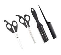 NIYANGLE Ensemble Ciseaux Coiffure Professionnel 4pcs en Acier Inoxydable Léger Peigne Noir, Facile à Couper Effiler pour Salon de Coiffure et Barbier