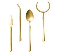 NIYANGLE Ensemble D'accessoires pour Art du Thé en Acier Inoxydable 304 Comprenant Pince à Thé Cuillère Fourchette et Couteau Pratique et Adapté pour Bureau ou Bar
