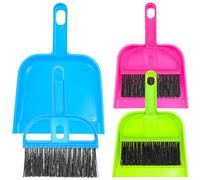 NIYANGLE Ensemble de 3 Balais à Franges et Mini Pelles en Plastique Brosses Souples, Facile à Suspendre, pour Tables et Tableaux de Bord