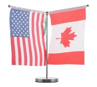 NIYANGLE Ensemble de 3 Mini Drapeaux de Table Amérique du Nord avec Socle en Acier Inoxydable Drapeaux de Bureau Usa Canada et Mexique Support Compact pour Décoration Intérieure Salle