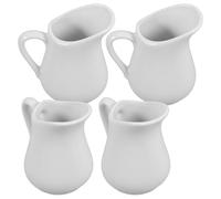 NIYANGLE Ensemble de 4 Mini Pichets à Crème en Céramique Blanche, Capacité 80ml, Design Élégant Bec Spécial, Facile à Utiliser Bar à Café ou Service de Beurre Chaud