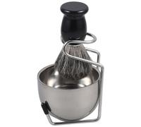 NIYANGLE Ensemble de Barbe Homme avec Blaireau Manuel, Bol à Raser en Acier Inoxydable et Support, Kit Facile à Utiliser et Doux, pour Salon de Coiffure