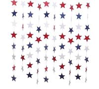 NIYANGLE Ensemble de Guirlandes en Papier 7 Pièces pour Fête Patriotique Éventails Décoratifs Colorés et Guirlande D’Étoiles Décoration Murale pour Fête Nationale Américaine et