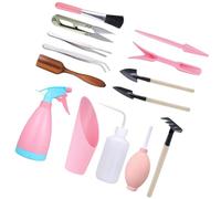 NIYANGLE Ensemble D'outils de Jardin à Main 14 Pièces pour Succulentes, Mini Pelle et Râteau en Plastique et Fer, Portatif, Kit de Plantation pour Jardin, Balcon et Couleur Aléatoire