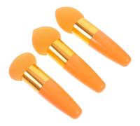 NIYANGLE Éponges Correctrices Fond de Teint Lot de 3 Mini Pinceaux Biseautés Outils Maquillage Multi-Usages pour Visage Portable pour Salon et Maison Orange