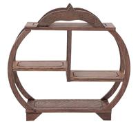 NIYANGLE Étagère de Rangement en Bois de Style Antique pour Objets de Collection et Jade, Présentoir à Curiosités en Bois Couleur Café, Décorations D'intérieur Élégantes