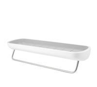 NIYANGLE Étagère de Rangement Murale Auto-adhésive avec Porte-Serviettes en Abs, Design Mural Pratique pour Salle de Bain Cuisine, Support pour Brosse à Dents et Dentifrice