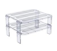 NIYANGLE Étagère Empilable pour Réfrigérateur Transparente 2 Pièces Support Pliable Multifonctionnel Cuisine Rangement Organisé et Gain de Place