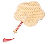 NIYANGLE Éventail à Main Naturel Tissé Fait Main en Paille et Tissu Léger Résistant la Déformation pour L'été en Extérieur Style Aléatoire