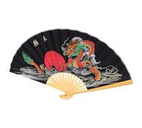 NIYANGLE Éventail Décoratif Mural Chinois 05X09 M Noir Dragon Grand Éventail Plier Décoration Intérieure Salon Accessoire Décoration Murale Style Asiatique Plier