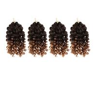 NIYANGLE Extensions de Cheveux au Crochet Bouclés Or, 4pcs Légères en Fil Haute Température, Style Fluffy et Rebondissant pour Femmes, pour Tresser les Cheveux