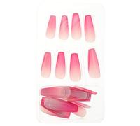 NIYANGLE Faux Ongles à Coller French Manucure Dégradée Rose Ombré, Prothèses D'ongles Amovibles Style Cercueil, Lot pour Usage Domestique, Couverture Complète, Finition Brillante