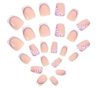 NIYANGLE Faux Ongles à Pression en Abs Rose Paillettes, Kit Polyvalent et Application Rapide, Style Élégant pour Femmes et Adolescentes