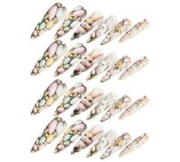 NIYANGLE Faux Ongles Autocollants Carrés pour Femmes et Filles - 2 Boîtes Décor Lapin de Pâques - Ongles Adhésifs Français Réutilisables pour Fête et Nail Art