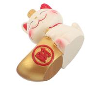 NIYANGLE Figurine Chat Feng Shui Maneki Neko en Résine Dorée avec Socle Cristal pour Boule 2,5-3 Cm, Statuette Prospérité pour Bureau, Maison et Boutique, Décoration Chance et Fortune