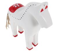 NIYANGLE Figurine Cheval en Bois Blanc Décorative 2026 - Sculpture Feng Shui Zodiacale pour Bureau, Décoration Intérieure et Nouvel an Chinois, Ornement Artisanal Compact pour Chance