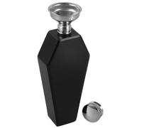 NIYANGLE Flasque pour Halloween Noire en Acier Inoxydable Forme Cercueil 3,5 Oz Portable Accessoire Gothique Polyvalent pour Fêtes et Célébrations