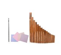 NIYANGLE Flûte de Pan en Bambou à 15 Tubes en Sol Marron, Instrument de Musique Éducatif pour Garçon et Filles, Baguette et Chiffon de Nettoyage, Couleur Aléatoire Style Aléatoire