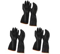 NIYANGLE GantsTravaux En Caoutchouc Naturel Gantelets De SéCurité Industriels Noirs Protection ComplèTe De L'Avant-Bras RéSistants À L'Usure 3 Paires Pour Bricolage Nettoyage Lavage Voiture
