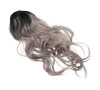 NIYANGLE Gradient Grey Long Wavy Curly Wig With Adjustable Cap For Women Heat Resistant Synthetic Hair For Party Cosplay Halloween And Daily Wear
