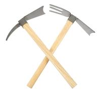NIYANGLE Houes de Jardinage Robustes Manches en Bois en Acier Manganèse Lot de 2 pour Ameublir Le Sol et Transplanter en Extérieur