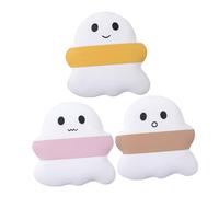 NIYANGLE Houppette à Maquillage Fantôme 3 Pièces Mini Taille Compacte Poudre Visage Rose Jaune Marron Application Douce Voyage