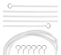 NIYANGLE Kit 2 Ensembles Câble Métallique Rideau 2 M 4 Œillets et 4 Crochets à Visser en Métal PVC, à Suspendre Rideaux Fenêtre Salle de Bain Balcon, Accessoires Quincaillerie Intérieure