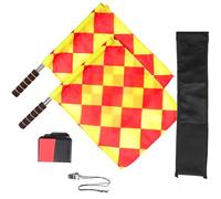 NIYANGLE Kit Arbitre Football Drapeaux de Signalisation Rouges et Jaunes, Sifflet Métallique, Ensemble pour Entraîneur et Matchs Officiels