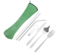 NIYANGLE Kit Couverts Cuisine en Acier Inoxydable 1 Set Fourchette, Cuillère et Paille Mojito, Design Simple et Antidérapant, Facile à Nettoyer pour Usage Cuisine