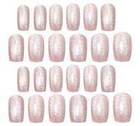 NIYANGLE Kit de 24 Faux Ongles Courts à Pression en Abs Couleur Rose, Facile à Appliquer Manucure Élégante en Club ou Festival