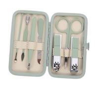 NIYANGLE Kit De Manucure Et Pédicure Domestique 7 Pièces, Outils En Acier Inoxydable, Couleur Vert Matcha, Portable Pour Soins Des Ongles Pieds En Voyage Étui De Rangement