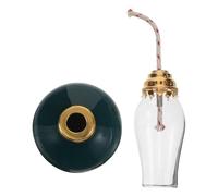 NIYANGLE Lampe à Pétrole en Verre Vintage Base en Céramique Verte, Lampe à Huile Rustique Ajusteur de Flamme, Lanterne Tempête Décorative pour Éclairage Intérieur et Camping
