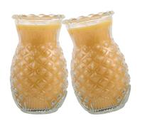 NIYANGLE Lampe Bouddhiste à Lumière Stable D'ananas, Lot de 2 Bougies en Verre Jaune sans Coulure pour Prières au Temple et Contemplation