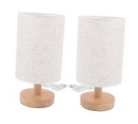 NIYANGLE Lampe De Chevet Rétro En Bois Massif Abat-jour En Lin à Lumière Chaude, Petite Lampe De Bureau Vintage Usb, Lot De 2, Pour Chambre Et Ambiance Cosy