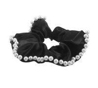 NIYANGLE Large Satin Pearl Hair Scrunchie Double Sided Elastic Ponytail Holder For Women And Soft Comfortable Hair Accessory For Wedding Daily Wear Travel And Office