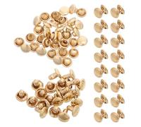 NIYANGLE Lot de 100 Sets de Rivets Métalliques Ronds à Double Tête 5x5 Mm Couleur Cuivre Imitation Doré, Boutons-pression Artisanaux pour Maroquinerie, Accessoires de Couture Robustes