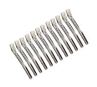 NIYANGLE Lot de 12 Pinces à Cheveux Inoxydables Longues, Clip Coiffure Grand Format, Outil Professionnel pour Teinture Capillaire, Salon de Coiffure, Acier Inox et Aluminium